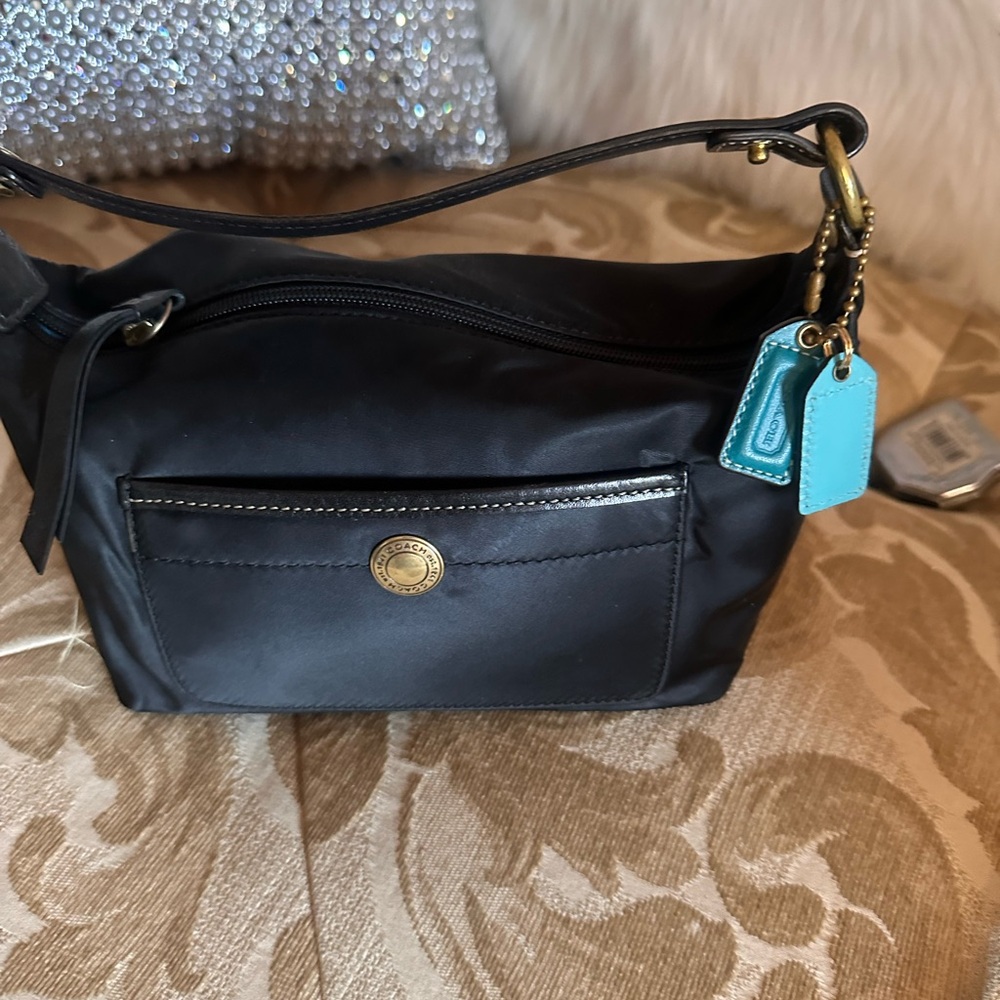 Coach satin black handbag